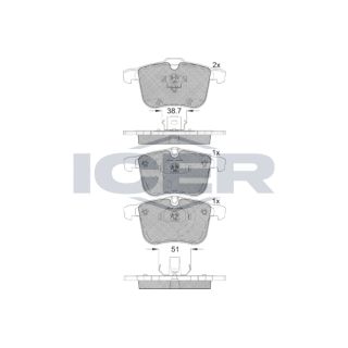 Stabdžių trinkelių rinkinys, diskinis stabdys ICER 181681