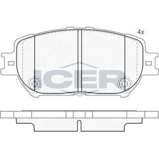 Stabdžių trinkelių rinkinys, diskinis stabdys ICER 181689