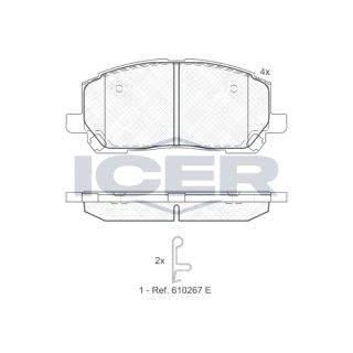 Stabdžių trinkelių rinkinys, diskinis stabdys ICER 181705