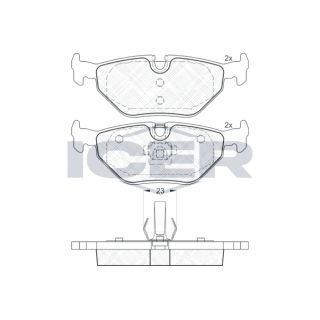 Stabdžių trinkelių rinkinys, diskinis stabdys ICER 181707