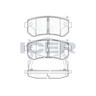 Stabdžių trinkelių rinkinys, diskinis stabdys ICER 181712