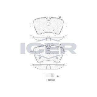 Stabdžių trinkelių rinkinys, diskinis stabdys ICER 181756