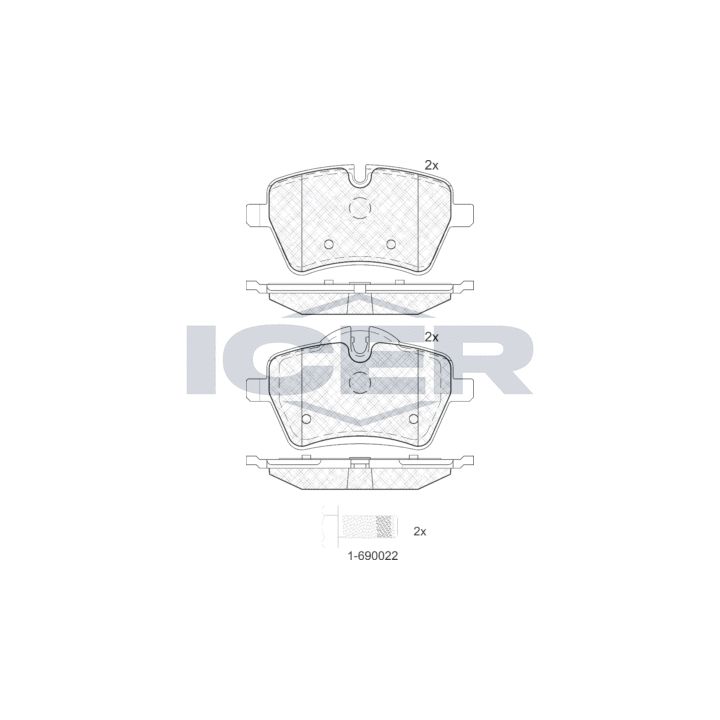 Stabdžių trinkelių rinkinys, diskinis stabdys ICER 181756