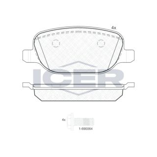 Stabdžių trinkelių rinkinys, diskinis stabdys ICER 181780