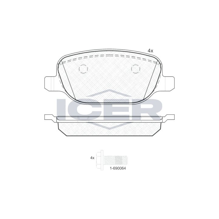 Stabdžių trinkelių rinkinys, diskinis stabdys ICER 181780