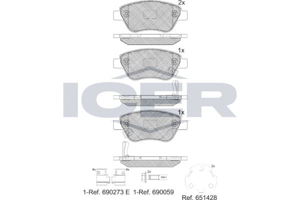 Stabdžių trinkelių rinkinys, diskinis stabdys ICER 181810-203
