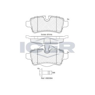 Stabdžių trinkelių rinkinys, diskinis stabdys ICER 181812