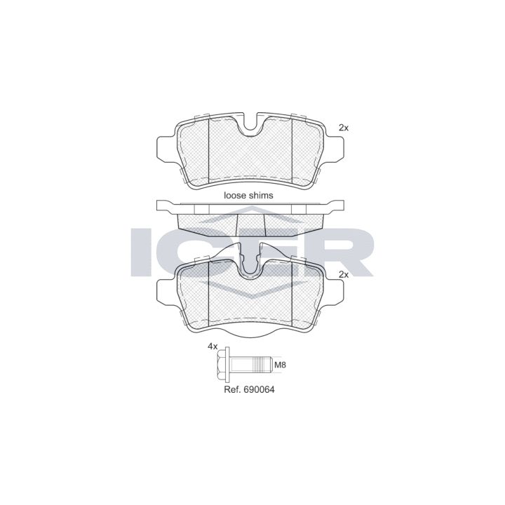 Stabdžių trinkelių rinkinys, diskinis stabdys ICER 181812