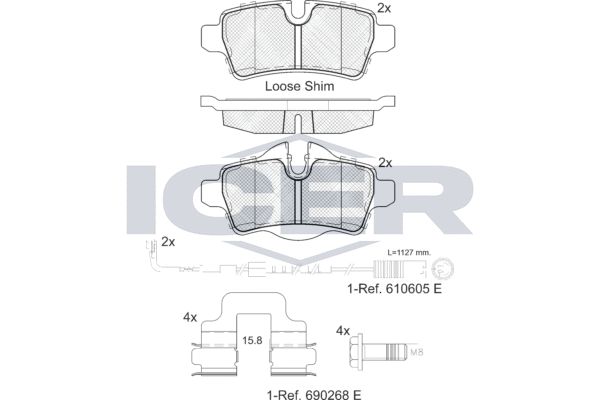 Stabdžių trinkelių rinkinys, diskinis stabdys ICER 181812-067