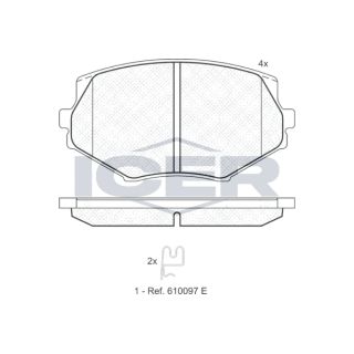 Stabdžių trinkelių rinkinys, diskinis stabdys ICER 181818