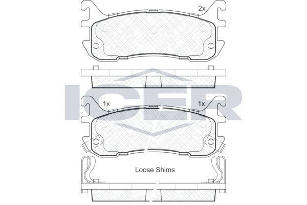 Stabdžių trinkelių rinkinys, diskinis stabdys ICER 181819