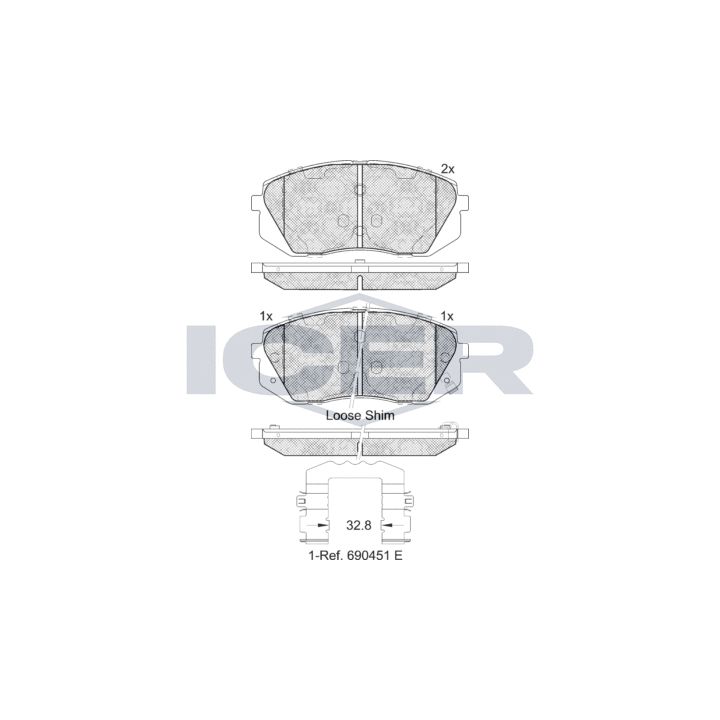 Stabdžių trinkelių rinkinys, diskinis stabdys ICER 181826-202