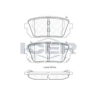 Stabdžių trinkelių rinkinys, diskinis stabdys ICER 181827