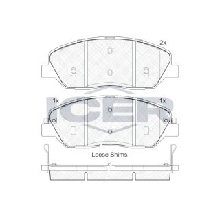 Stabdžių trinkelių rinkinys, diskinis stabdys ICER 181828