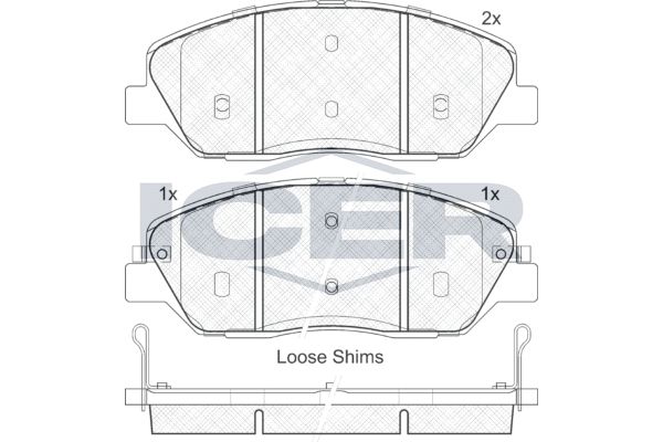 Stabdžių trinkelių rinkinys, diskinis stabdys ICER 181828