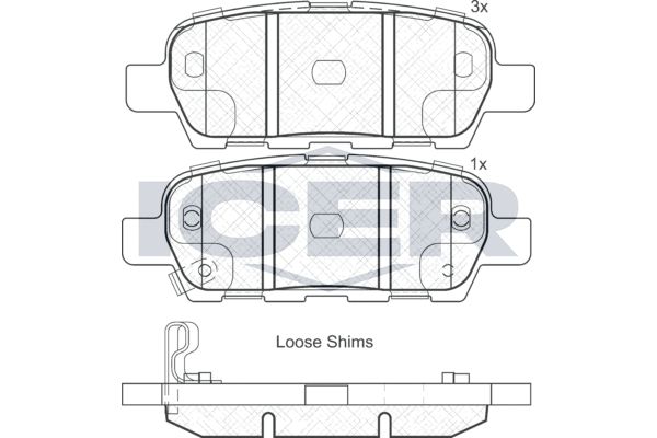 Stabdžių trinkelių rinkinys, diskinis stabdys ICER 181838