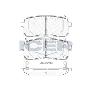 Stabdžių trinkelių rinkinys, diskinis stabdys ICER 181839