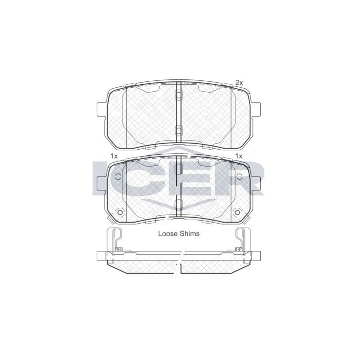 Stabdžių trinkelių rinkinys, diskinis stabdys ICER 181839