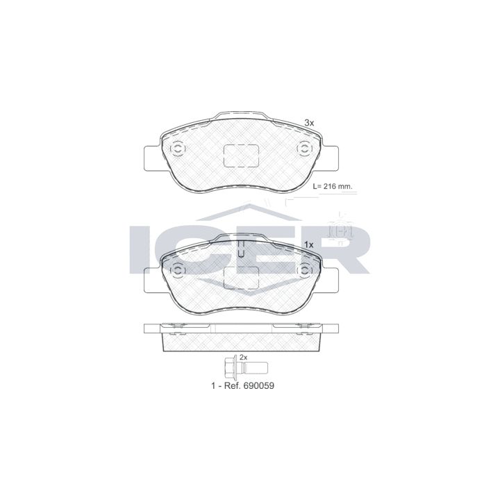 Stabdžių trinkelių rinkinys, diskinis stabdys ICER 181843