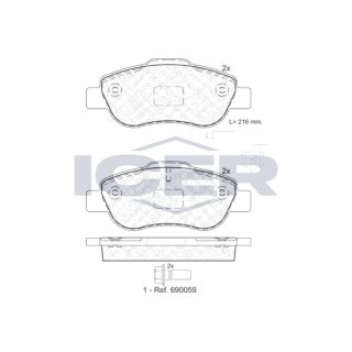 Stabdžių trinkelių rinkinys, diskinis stabdys ICER 181843-203