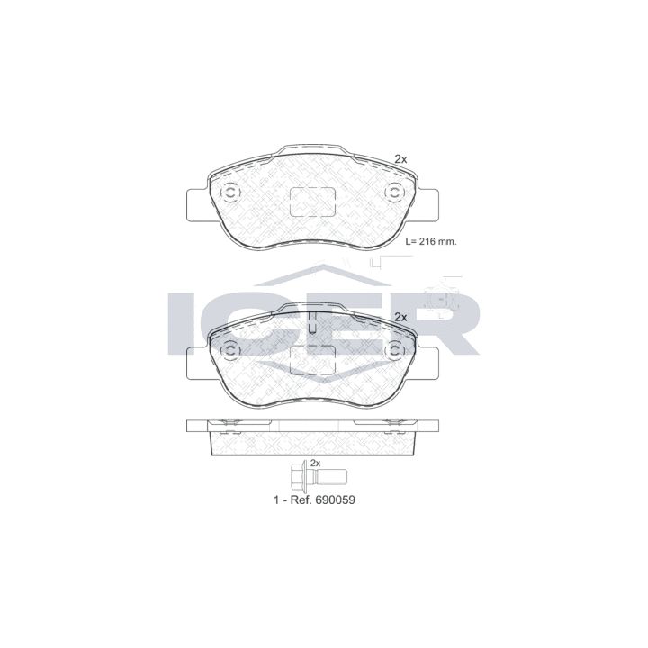 Stabdžių trinkelių rinkinys, diskinis stabdys ICER 181843-203