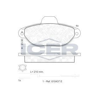 Stabdžių trinkelių rinkinys, diskinis stabdys ICER 181844