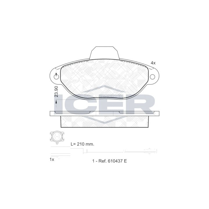 Stabdžių trinkelių rinkinys, diskinis stabdys ICER 181844