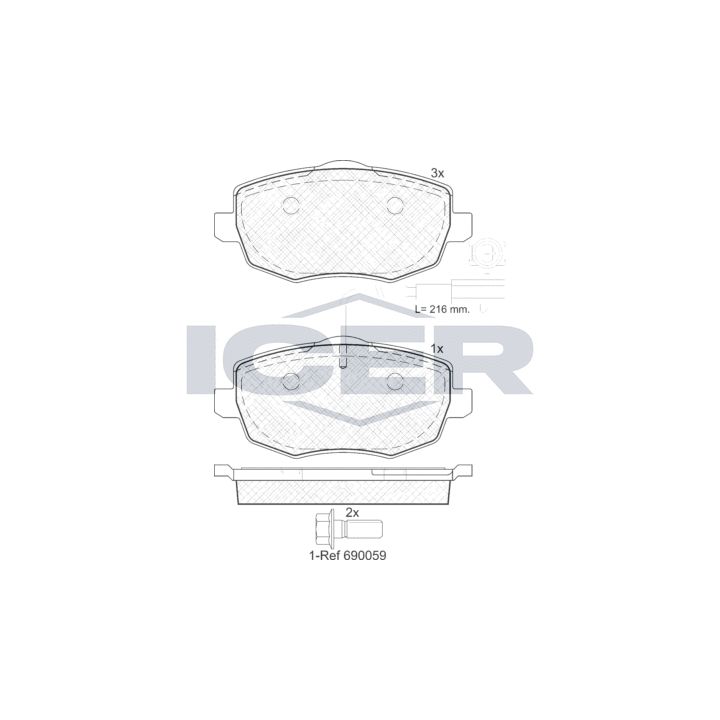 Stabdžių trinkelių rinkinys, diskinis stabdys ICER 181845