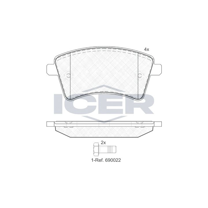 Stabdžių trinkelių rinkinys, diskinis stabdys ICER 181854