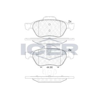 Stabdžių trinkelių rinkinys, diskinis stabdys ICER 181860
