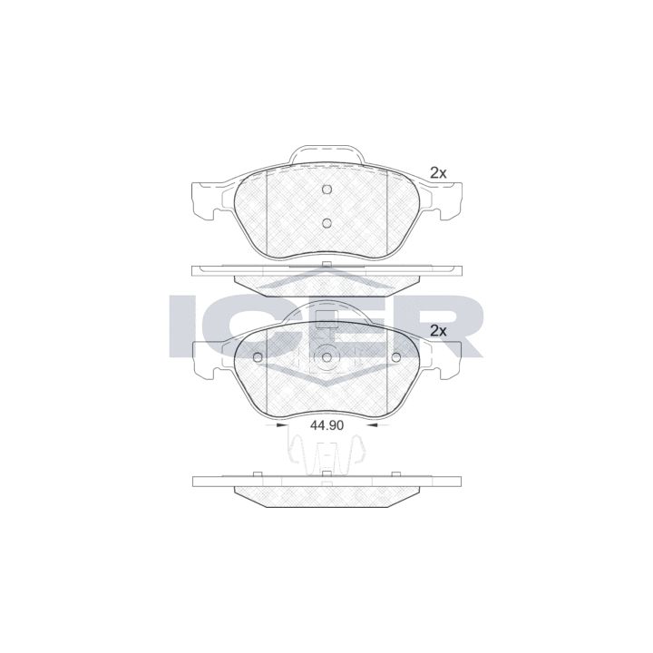 Stabdžių trinkelių rinkinys, diskinis stabdys ICER 181860