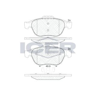 Stabdžių trinkelių rinkinys, diskinis stabdys ICER 181861