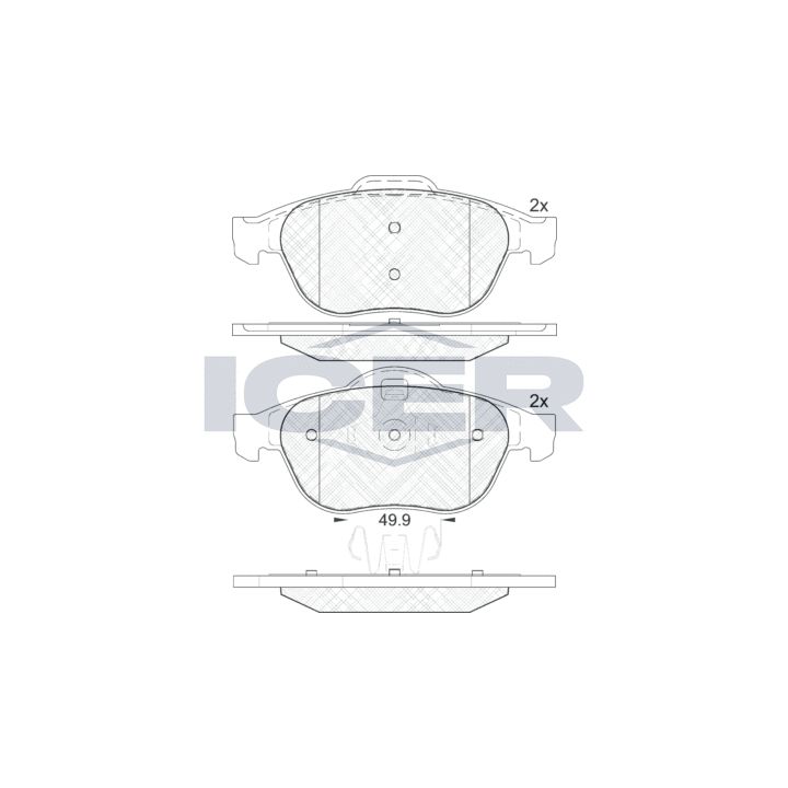 Stabdžių trinkelių rinkinys, diskinis stabdys ICER 181861