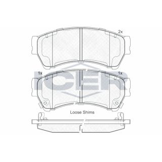 Stabdžių trinkelių rinkinys, diskinis stabdys ICER 181868
