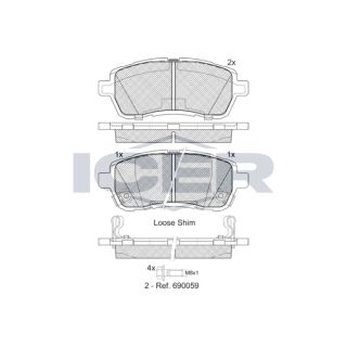 Stabdžių trinkelių rinkinys, diskinis stabdys ICER 181881