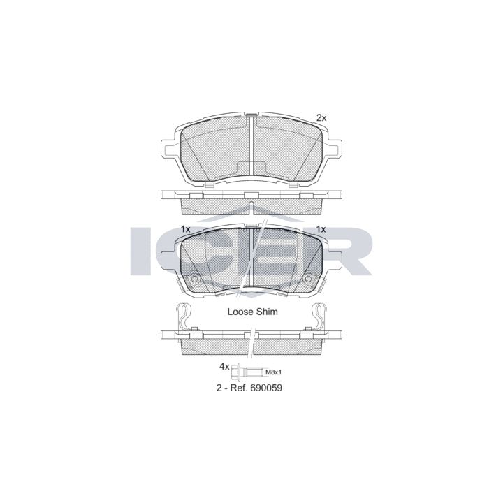 Stabdžių trinkelių rinkinys, diskinis stabdys ICER 181881