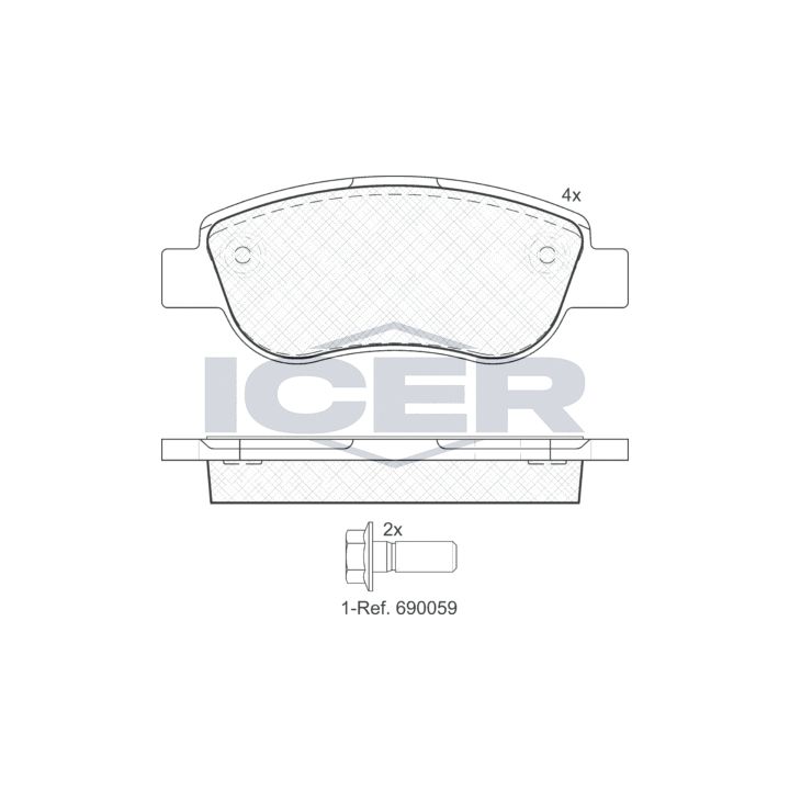 Stabdžių trinkelių rinkinys, diskinis stabdys ICER 181883