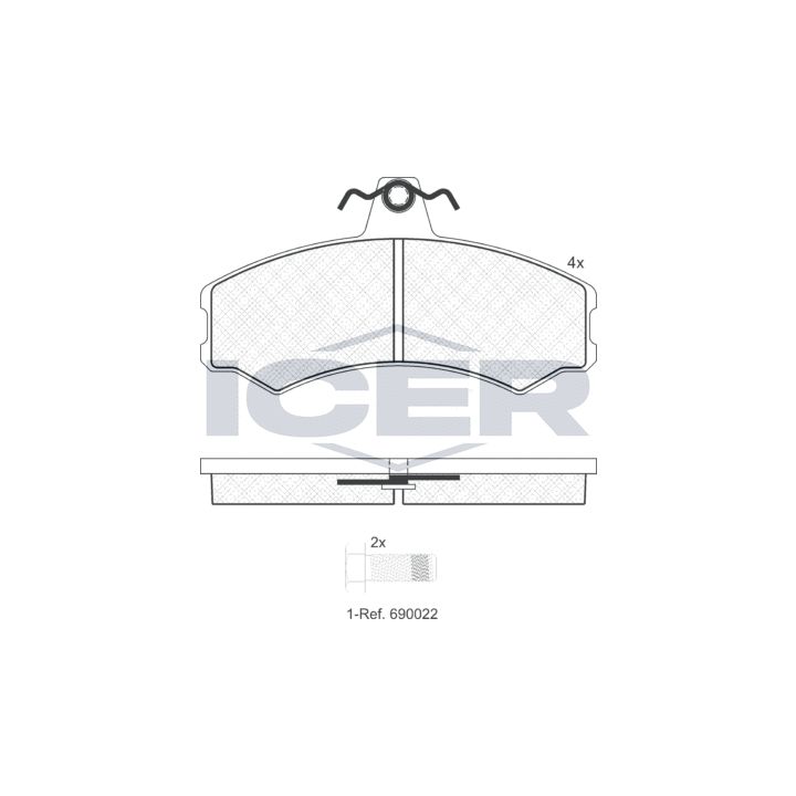 Stabdžių trinkelių rinkinys, diskinis stabdys ICER 181890