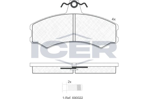 Stabdžių trinkelių rinkinys, diskinis stabdys ICER 181890