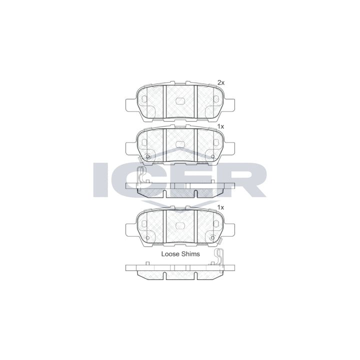 Stabdžių trinkelių rinkinys, diskinis stabdys ICER 181901-203