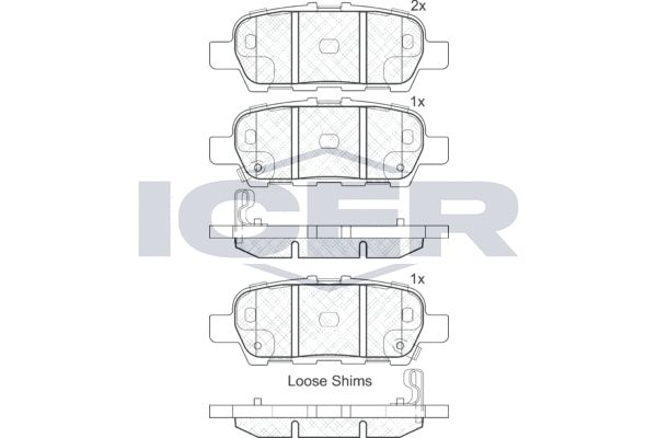 Stabdžių trinkelių rinkinys, diskinis stabdys ICER 181901-203