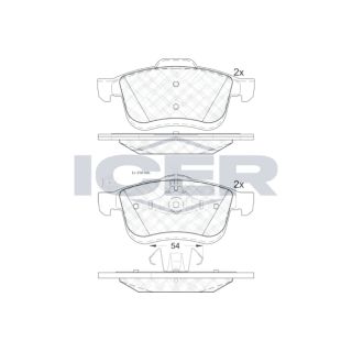 Stabdžių trinkelių rinkinys, diskinis stabdys ICER 181903