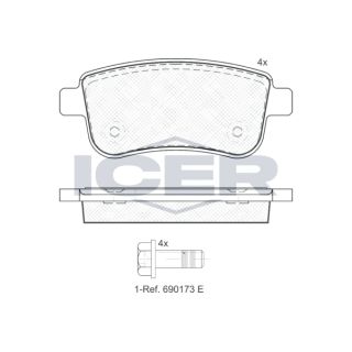 Stabdžių trinkelių rinkinys, diskinis stabdys ICER 181904