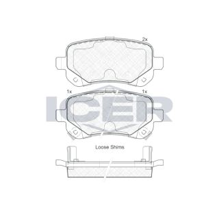 Stabdžių trinkelių rinkinys, diskinis stabdys ICER 181910