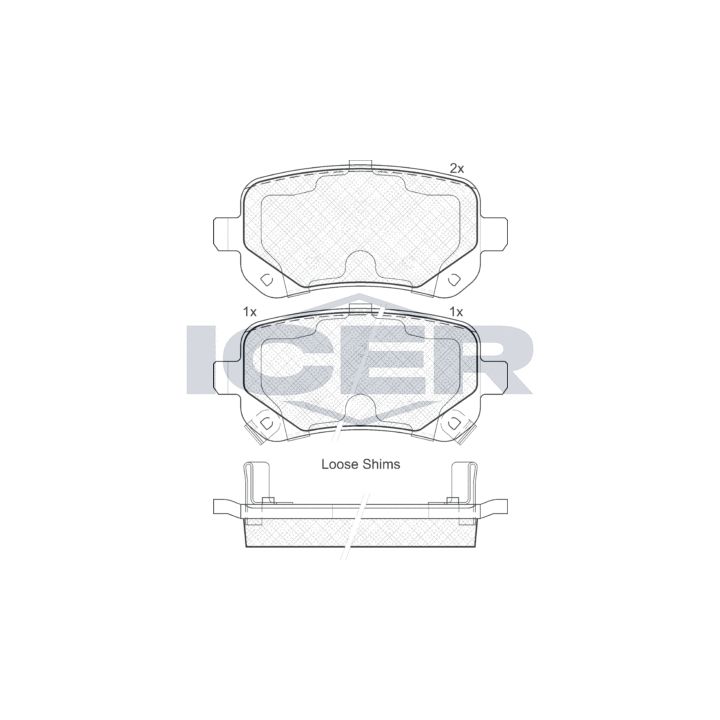 Stabdžių trinkelių rinkinys, diskinis stabdys ICER 181910