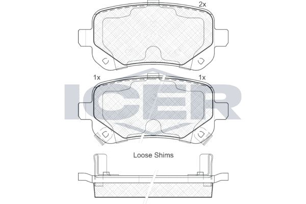 Stabdžių trinkelių rinkinys, diskinis stabdys ICER 181910