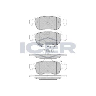 Stabdžių trinkelių rinkinys, diskinis stabdys ICER 181915