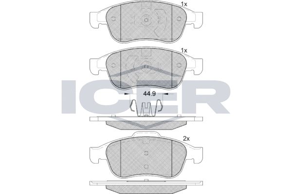 Stabdžių trinkelių rinkinys, diskinis stabdys ICER 181915