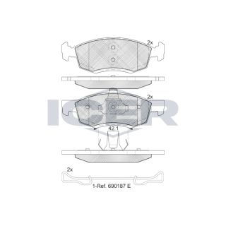 Stabdžių trinkelių rinkinys, diskinis stabdys ICER 181924