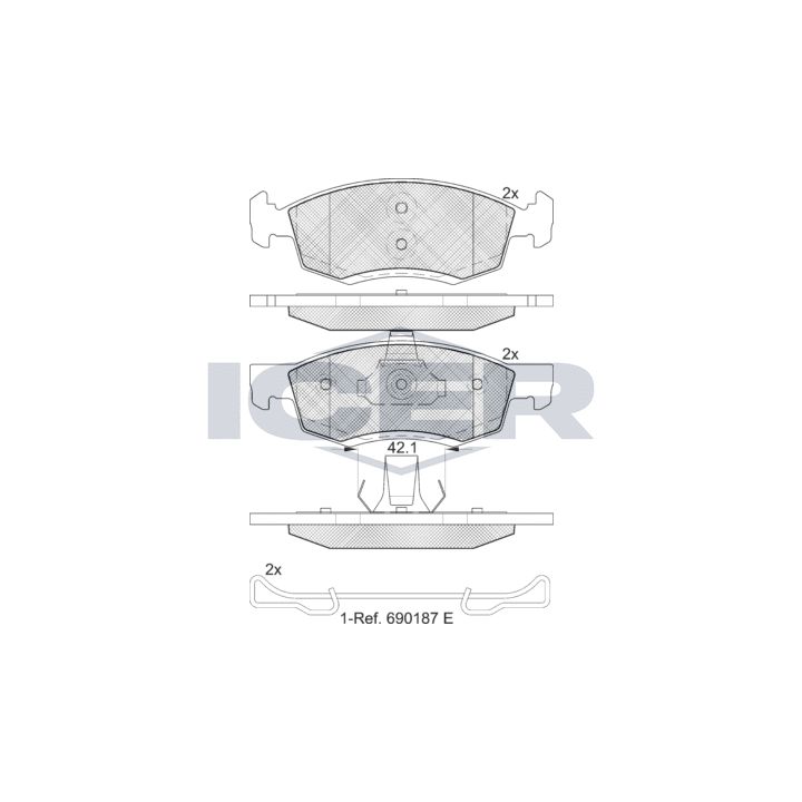 Stabdžių trinkelių rinkinys, diskinis stabdys ICER 181924